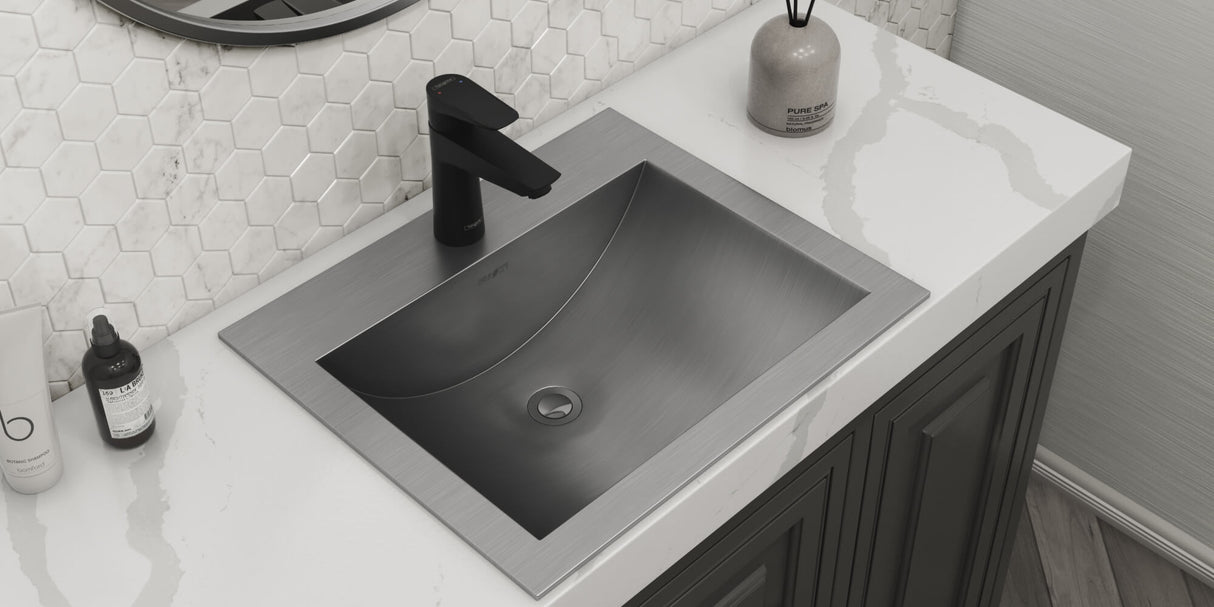 Ruvati 21 x 17 inch Drop-in Topmount Bathroom Sink Brushed Stainless Steel - RVH5110ST