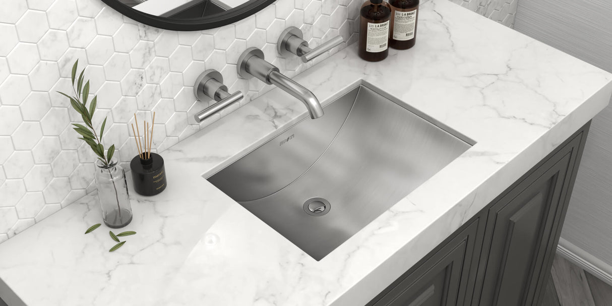 Ruvati 18 x 12 inch Brushed Stainless Steel Rectangular Bathroom Sink Undermount - RVH6110