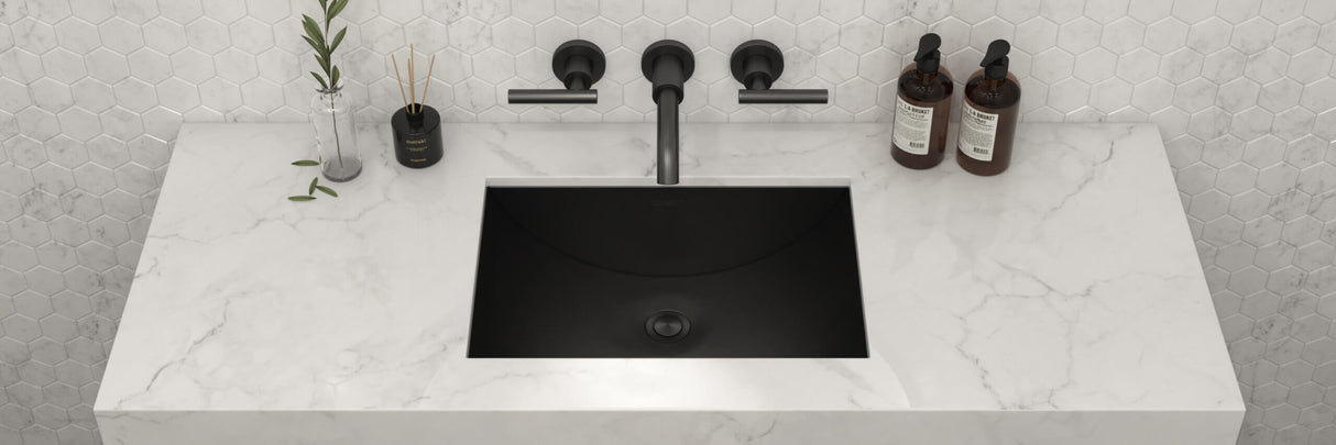 Ruvati 18 x 12 inch Gunmetal Black Stainless Steel Rectangular Bathroom Sink Undermount - RVH6110BL