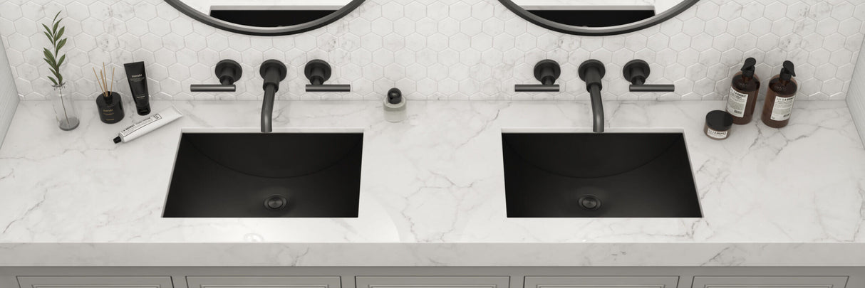 Ruvati 18 x 12 inch Gunmetal Black Stainless Steel Rectangular Bathroom Sink Undermount - RVH6110BL