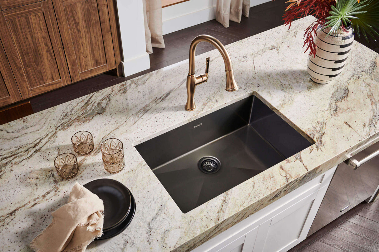 Ruvati 27-inch Undermount Gunmetal Black Stainless Steel Kitchen Sink 16 Gauge Single Bowl - RVH6127BL