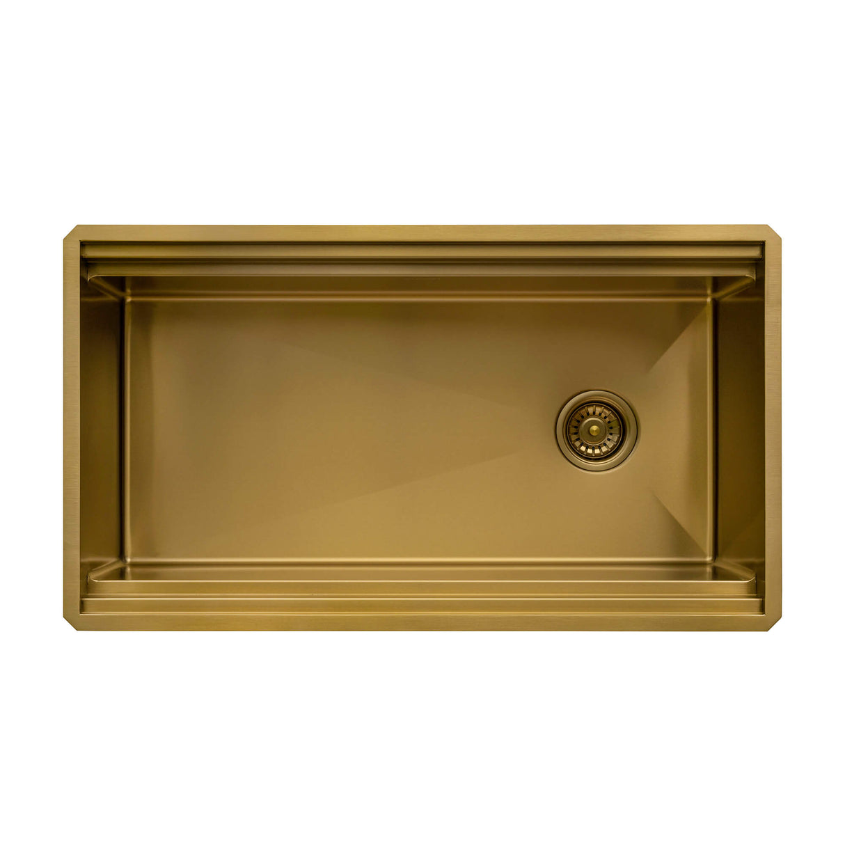 Ruvati 33-inch Polished Brass Matte Gold Stainless Steel Workstation Two-Tiered Ledge Undermount Kitchen Sink - RVH6222GG
