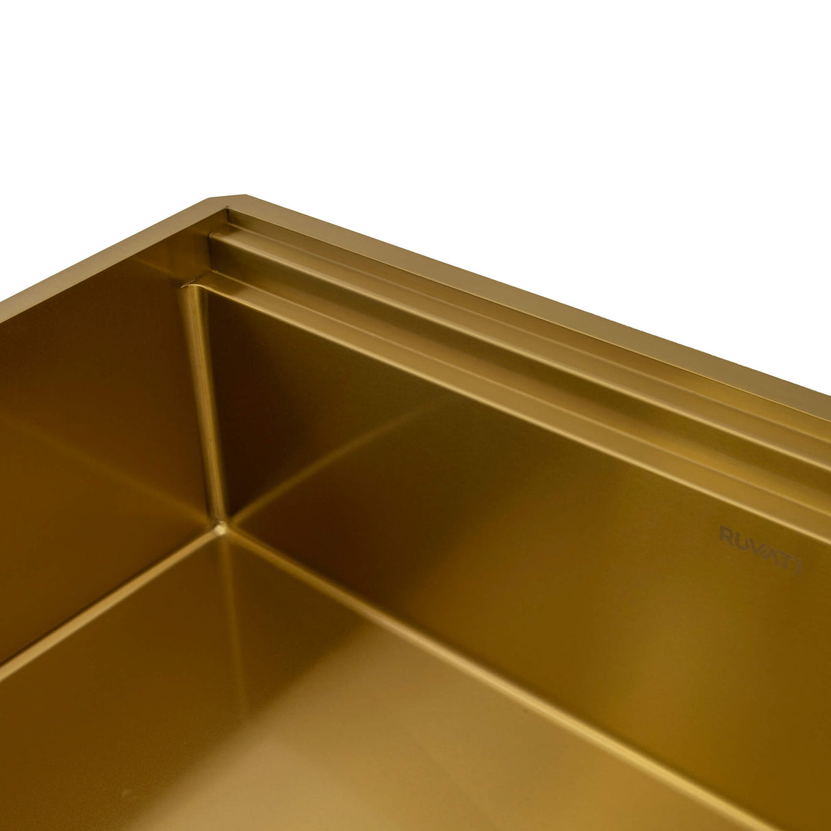 Ruvati 33-inch Polished Brass Matte Gold Stainless Steel Workstation Two-Tiered Ledge Undermount Kitchen Sink - RVH6222GG