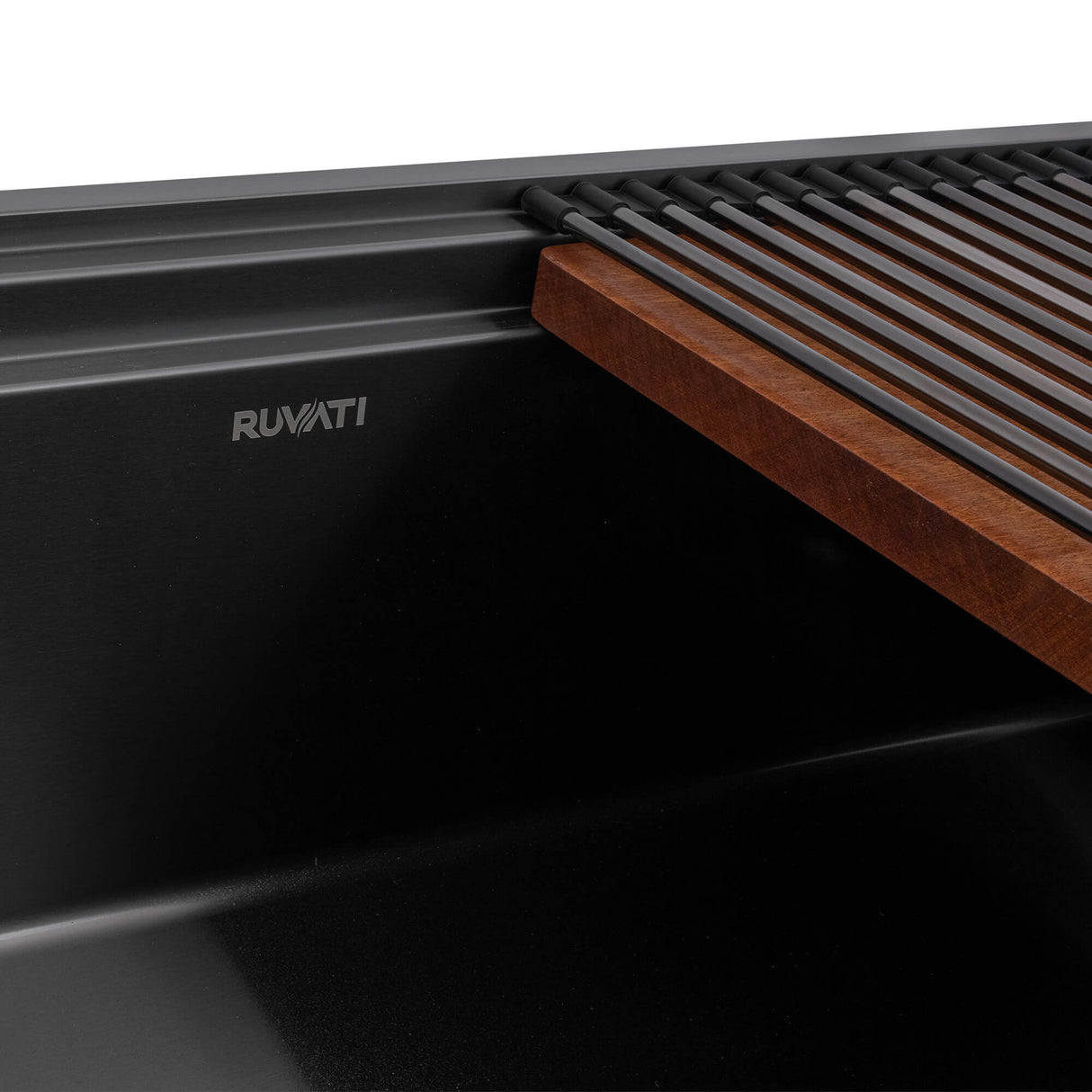 Ruvati 45-inch Gunmetal Black Stainless Steel Workstation Two-Tiered Ledge Undermount Kitchen Sink - RVH6333BL