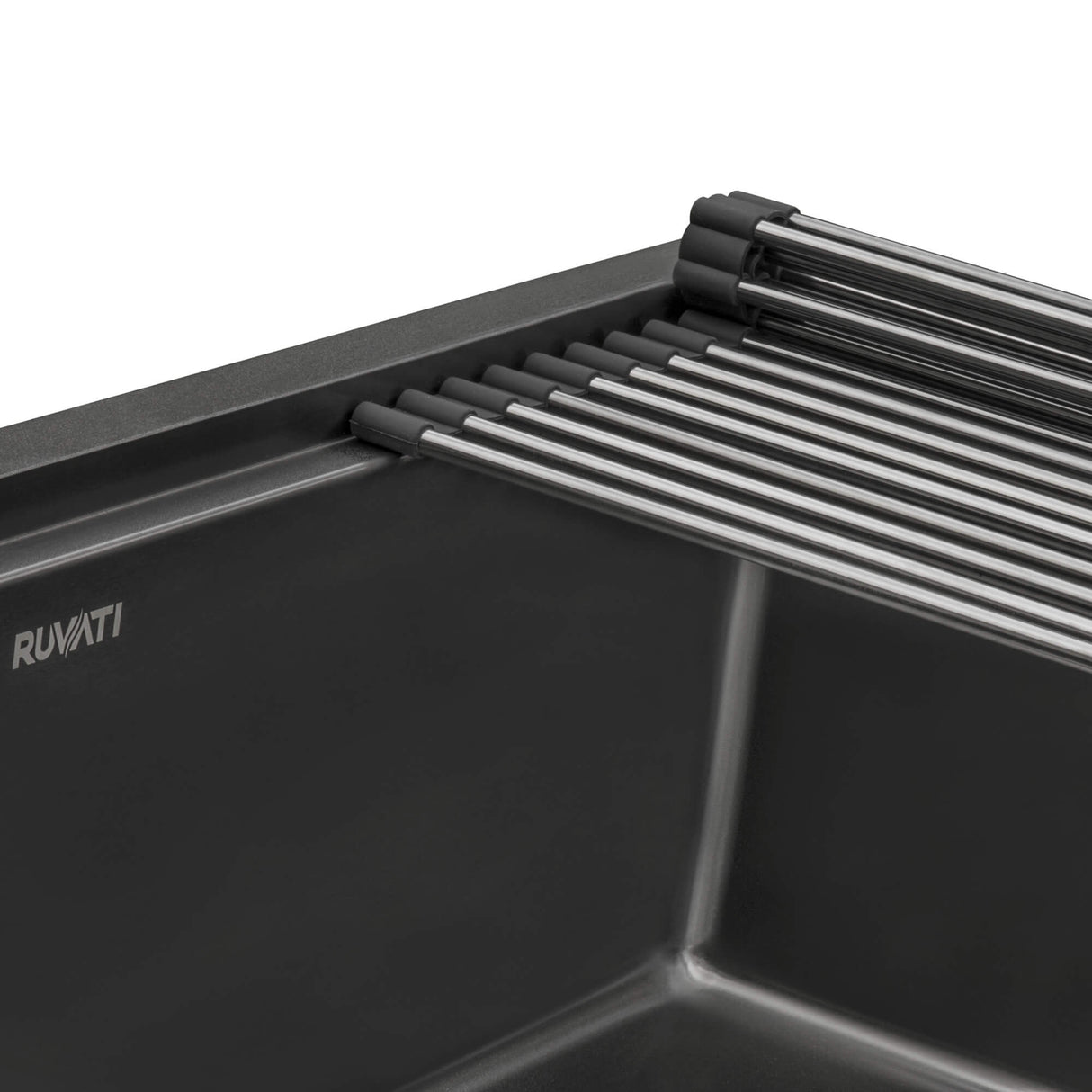 Ruvati 33 inch Gunmetal Black Stainless Steel Workstation Undermount Kitchen Sink Single Bowl - RVH6533BL