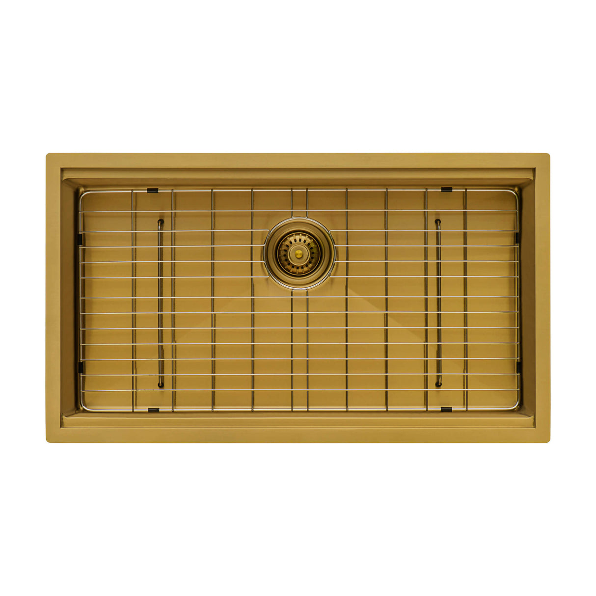 Ruvati 33 inch Polished Brass Matte Gold Workstation Undermount Kitchen Sink Single Bowl - RVH6533GG