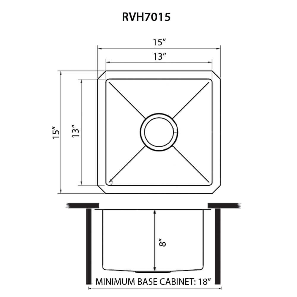 Ruvati 15-inch Gunmetal Black Stainless Steel Undermount Bar Prep 16 Gauge Kitchen Sink - RVH7015BL