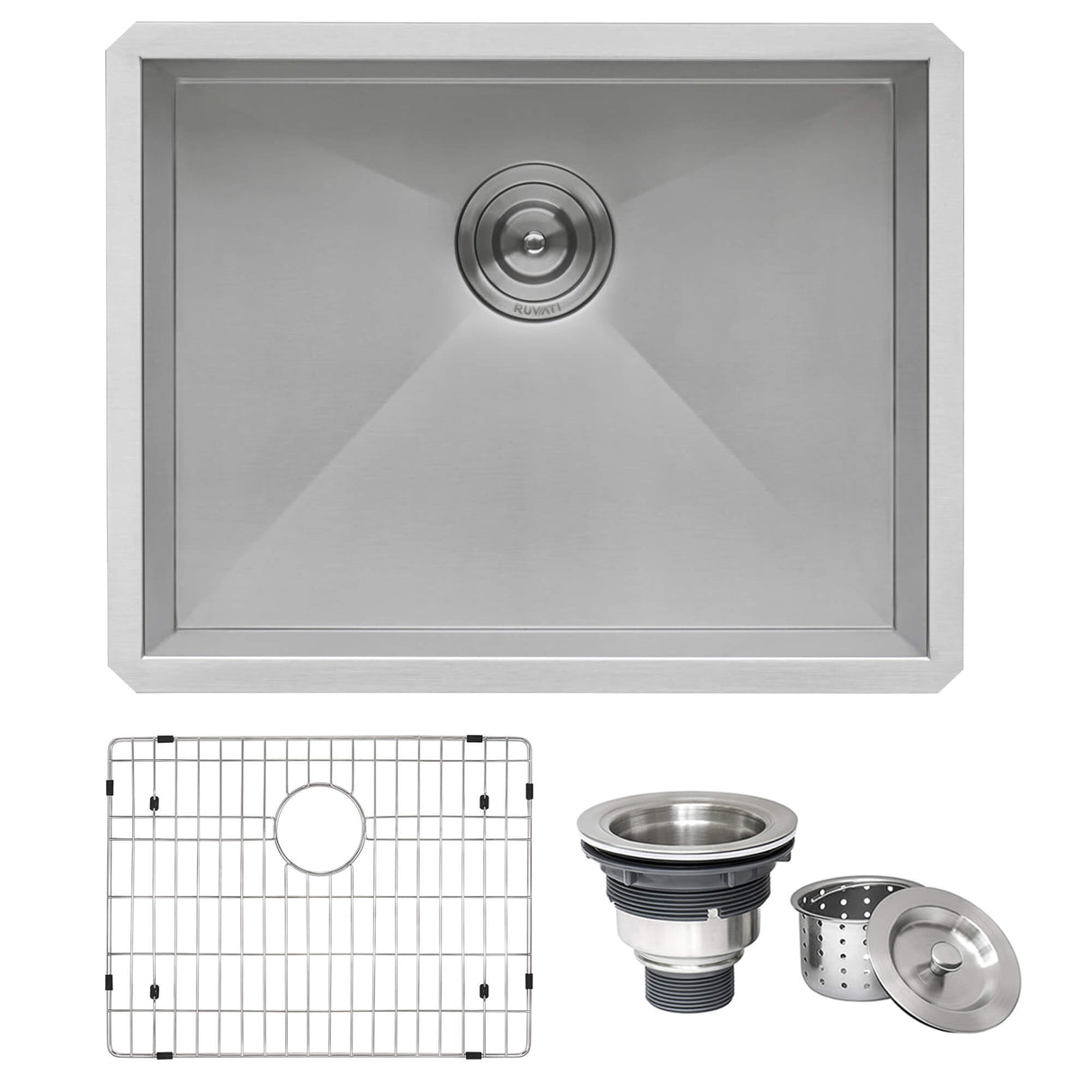Ruvati 23-inch Undermount 16 Gauge Zero Radius Kitchen Sink Stainless Steel Single Bowl - RVH7100