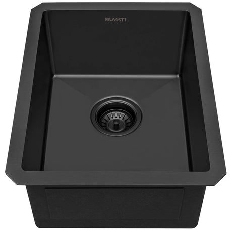 Ruvati 14-inch Gunmetal Black Stainless Steel Undermount Bar Prep Sink - RVH7114BL