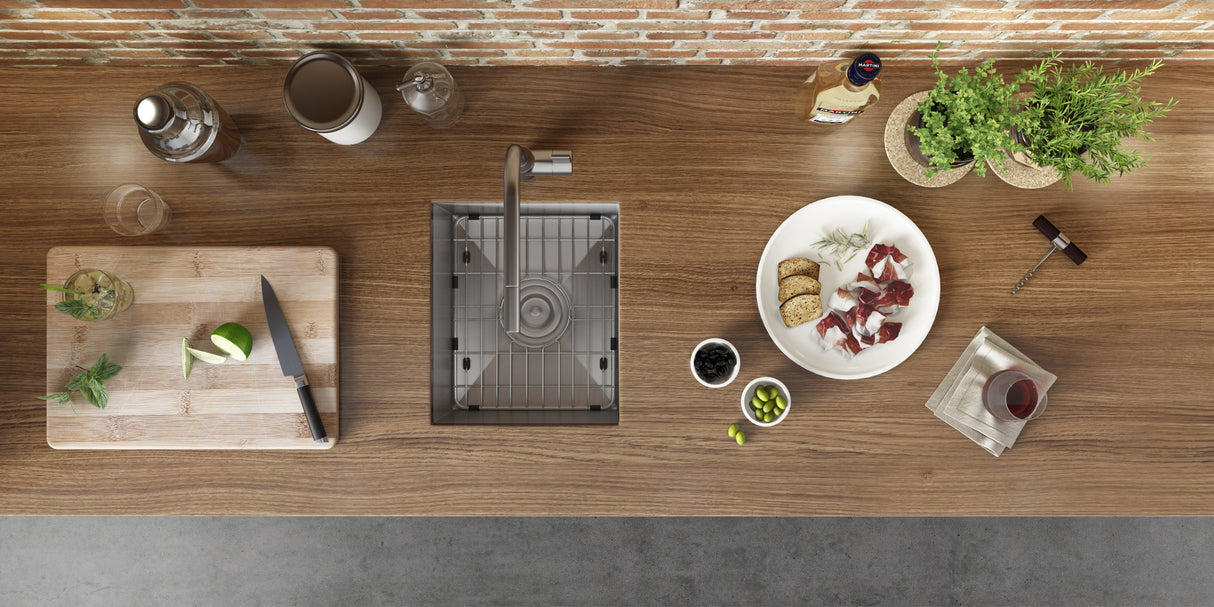 Ruvati 15 x 15 inch Undermount 16 Gauge Zero Radius Bar Prep Square Kitchen Sink Single Bowl - RVH7115