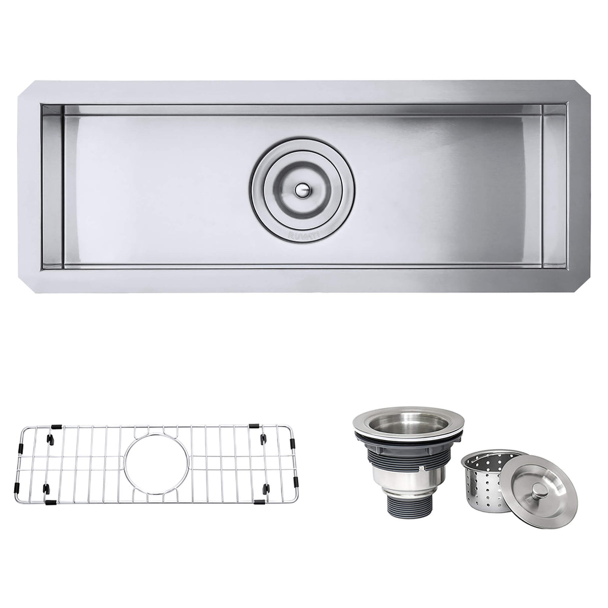 Ruvati 23" x 8" Bar Prep Sink Narrow Trough Undermount 16 Gauge Stainless Steel Single Bowl - RVH7120
