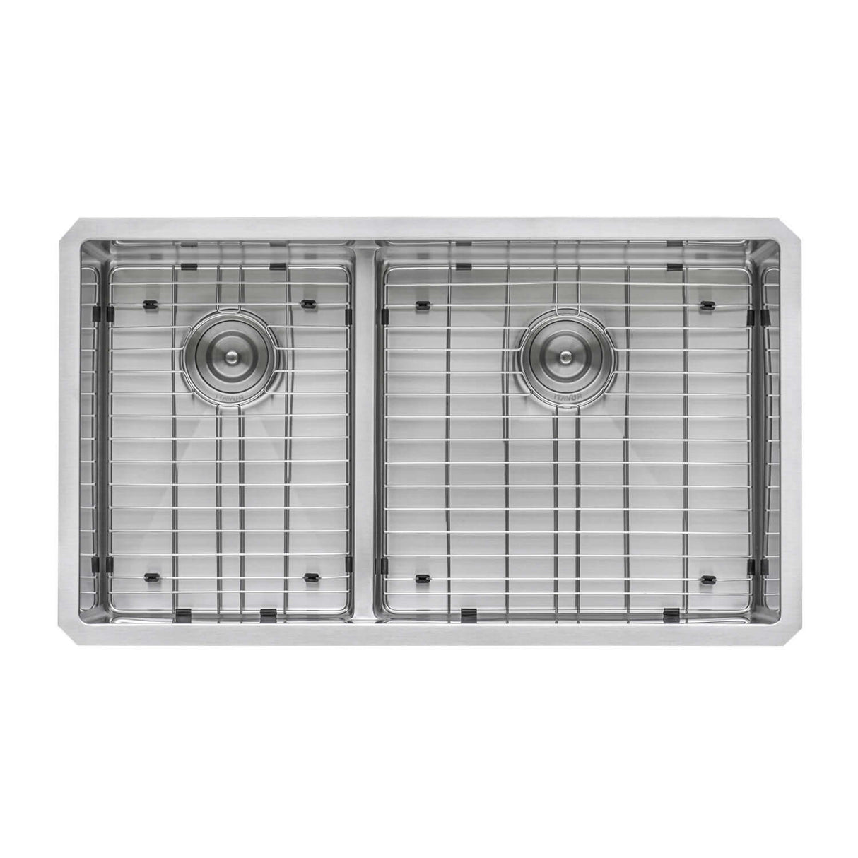 Ruvati 33-inch Low-Divide Undermount 40/60 Double Bowl 16 Gauge Rounded Corners Stainless Steel Kitchen Sink - RVH7418