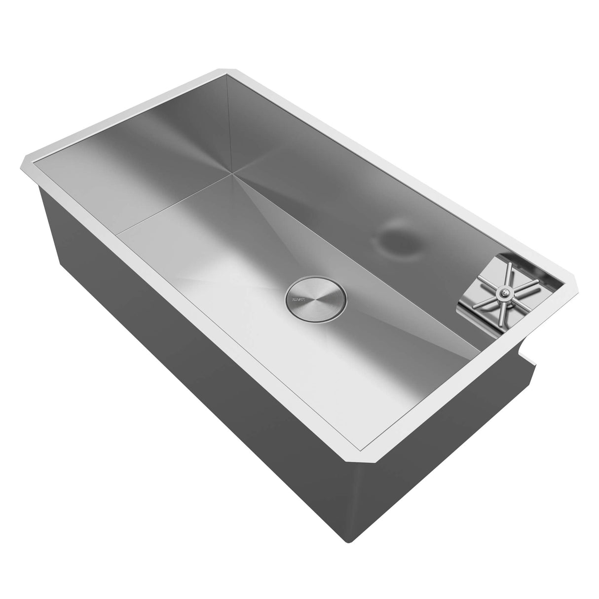 Ruvati Glass Rinser Sink 33-inch Undermount 16 Gauge Stainless Steel Rounded Corners Kitchen Sink Single Bowl - RVH7533