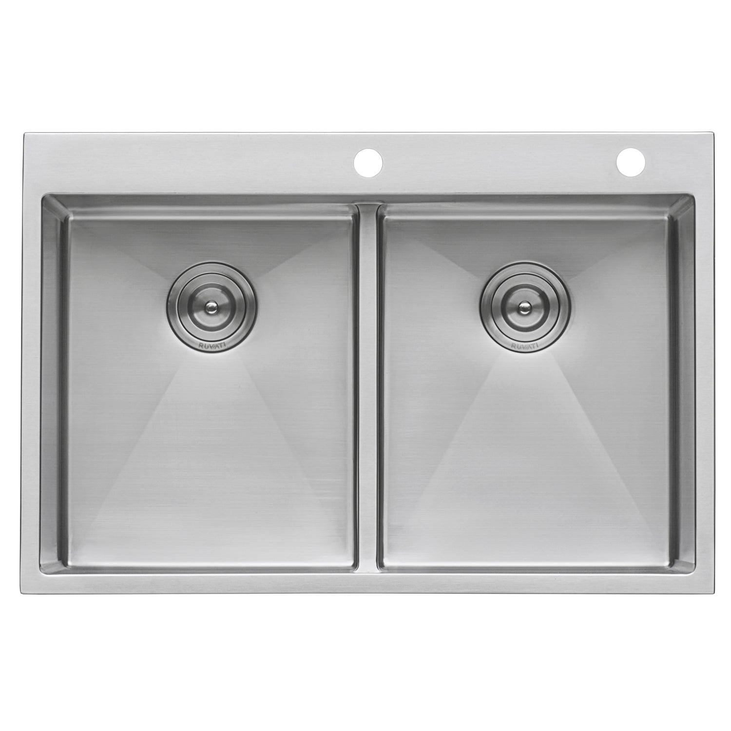 Ruvati 33 x 22 inch Drop-in 50/50 Double Bowl Rounded Corners 16 Gauge Topmount Stainless Steel Kitchen Sink - RVH8051