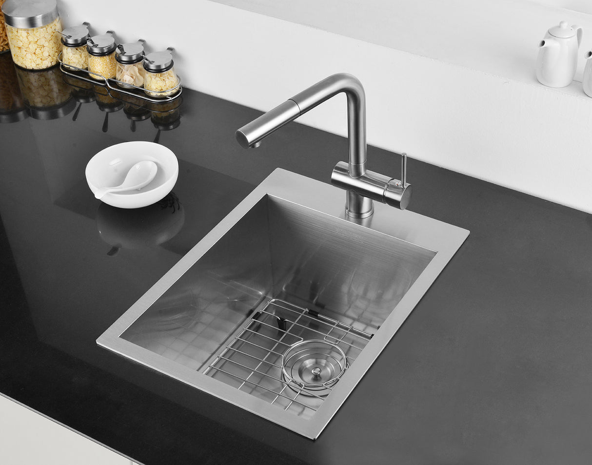 Ruvati 15 x 20 inch Drop-in Topmount Bar Prep Sink 16 Gauge Stainless Steel Single Bowl - RVH8110