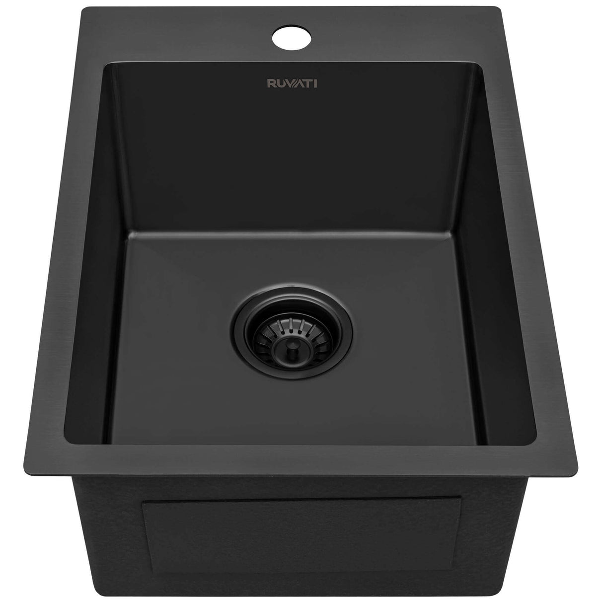 Ruvati 15 x 20 inch Gunmetal Black Stainless Steel Drop-in Topmount Bar Prep Sink Single Bowl - RVH8110BL