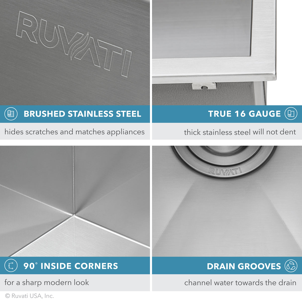 Ruvati 15 x 15 inch Drop-in Topmount Bar Prep Sink 16 Gauge Stainless Steel Single Bowl - RVH8115