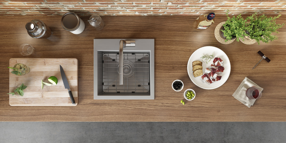 Ruvati 15 x 15 inch Drop-in Topmount Bar Prep Sink 16 Gauge Stainless Steel Single Bowl - RVH8115