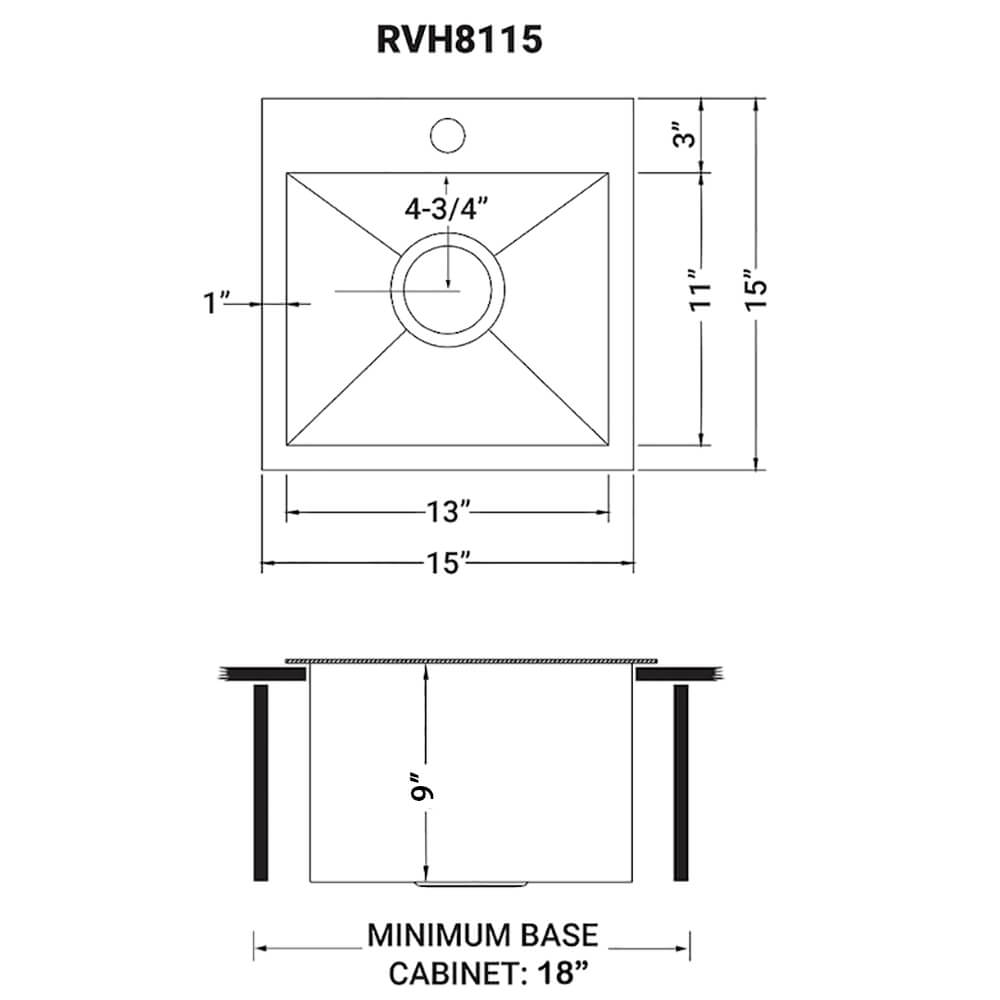 Ruvati 15 inch Gunmetal Black Stainless Steel Drop-in Topmount Bar Prep Sink Single Bowl - RVH8115BL