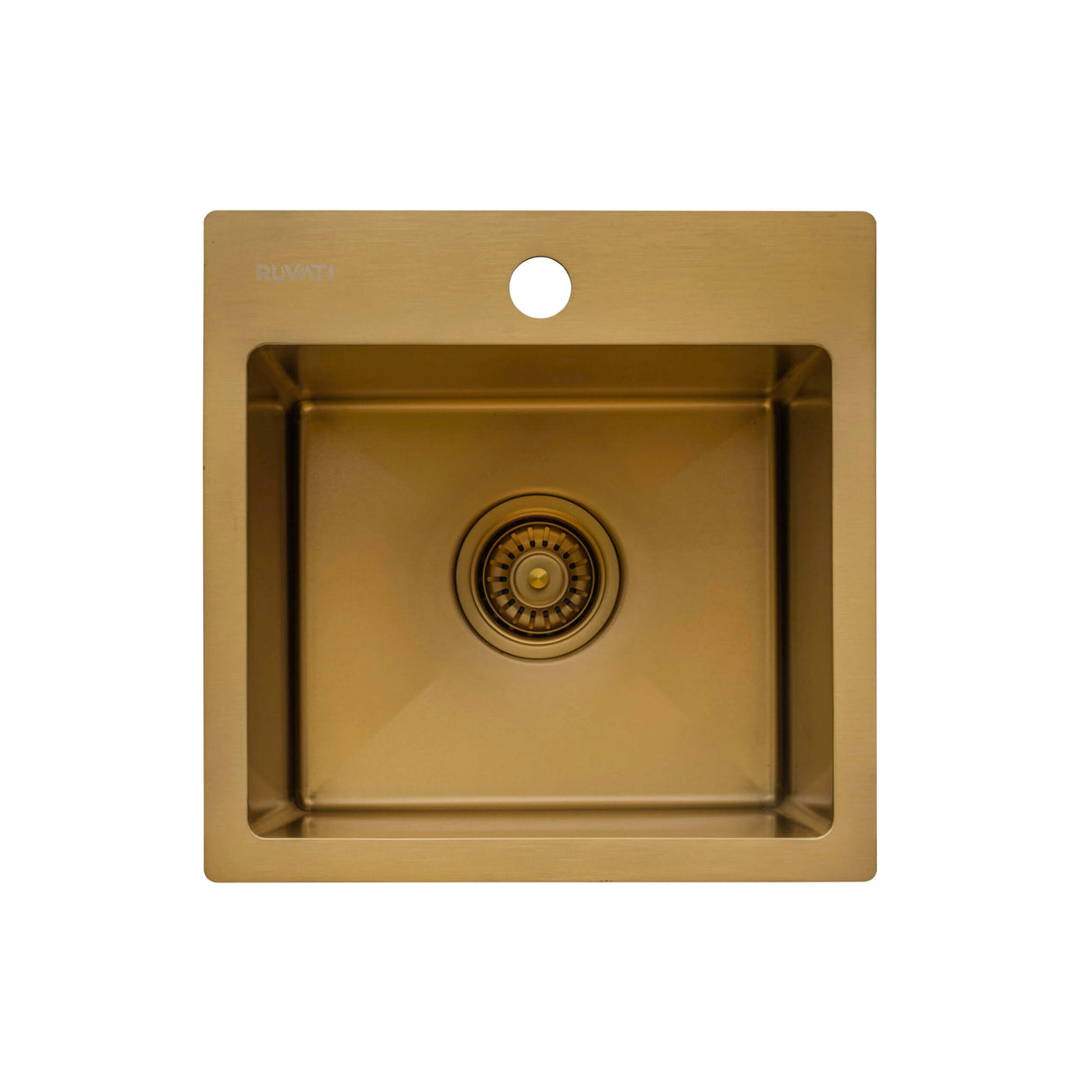 Ruvati 15 inch Polished Brass Matte Gold Stainless Steel Drop-in Topmount Bar Prep Sink Single Bowl - RVH8115GG
