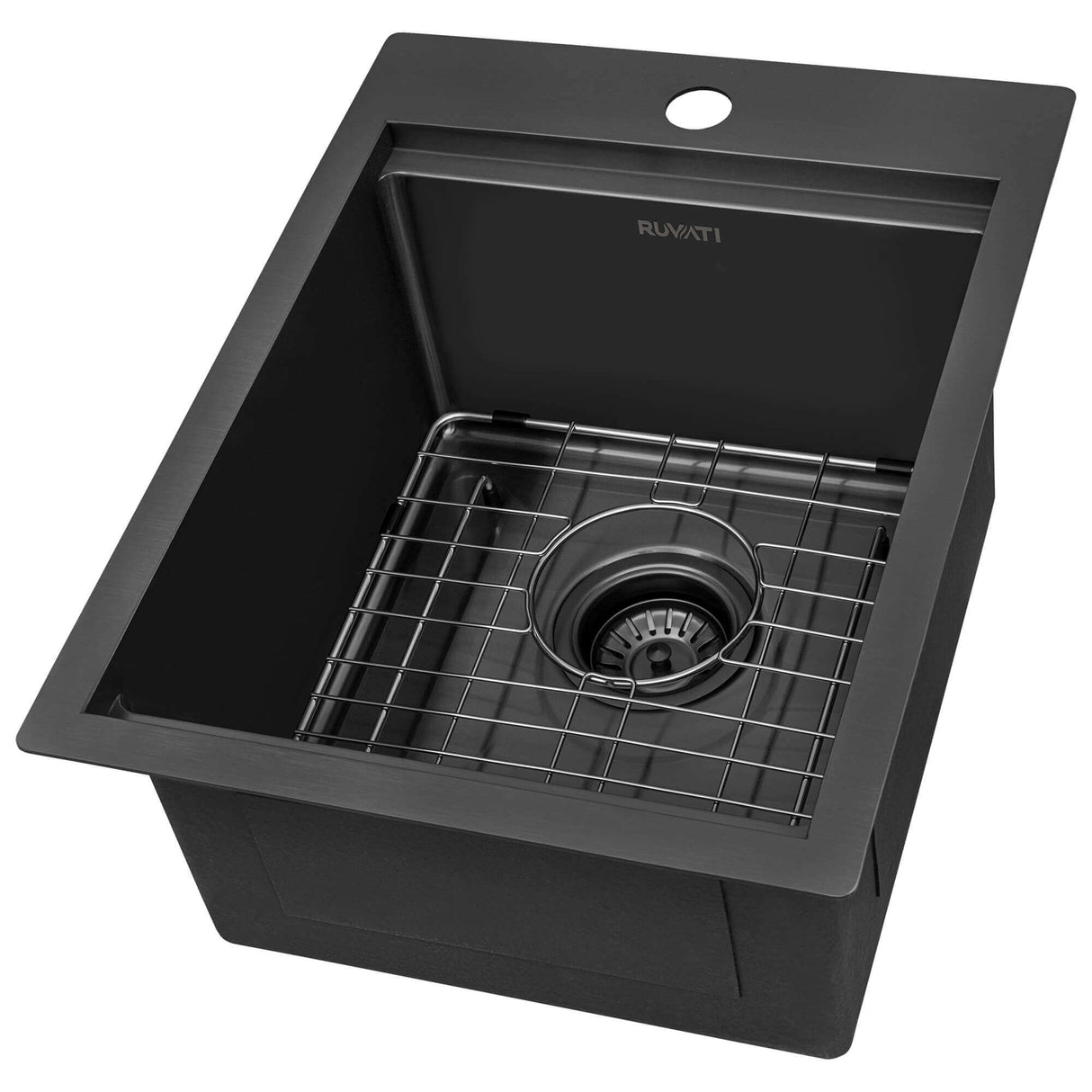 Ruvati 15 x 20 inch Gunmetal Black Stainless Steel Workstation Wet Bar Sink Drop-in Topmount - RVH8210BL