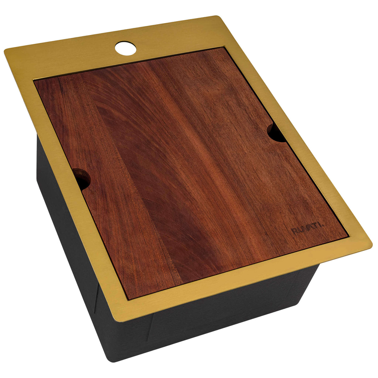 Ruvati 15 x 20 inch Polished Brass Matte Gold Stainless Steel Workstation Wet Bar Sink Drop-in Topmount - RVH8210GG