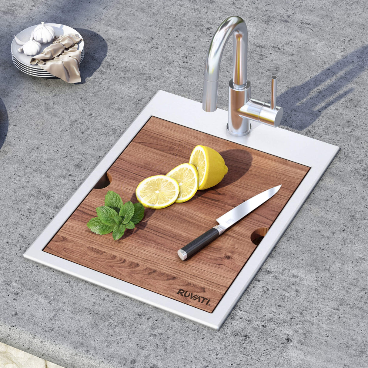 Ruvati 15 x 20 inch Workstation Drop-in Topmount Bar Prep RV Sink 16 Gauge Stainless Steel - RVH8210