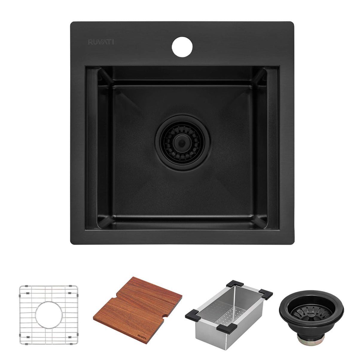 Ruvati 15 inch Gunmetal Black Stainless Steel Workstation Wet Bar Sink Drop-in Topmount - RVH8215BL