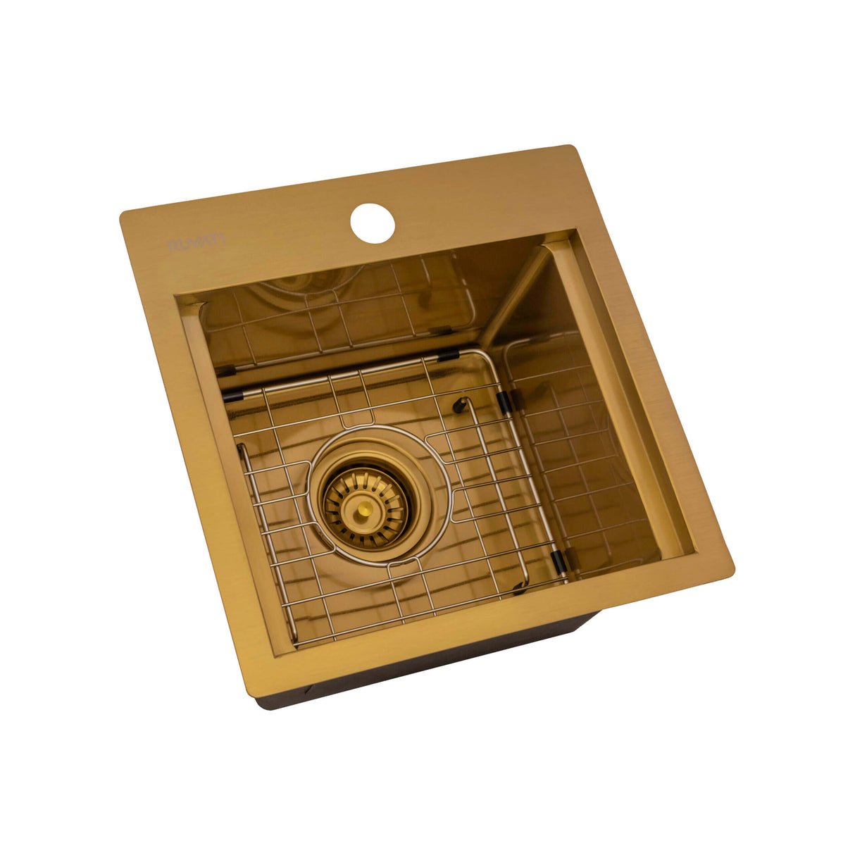 Ruvati 15 inch Polished Brass Matte Gold Stainless Steel Workstation Wet Bar Sink Drop-in Topmount - RVH8215GG