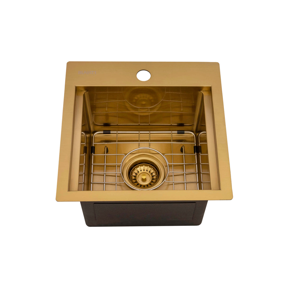 Ruvati 15 inch Polished Brass Matte Gold Stainless Steel Workstation Wet Bar Sink Drop-in Topmount - RVH8215GG