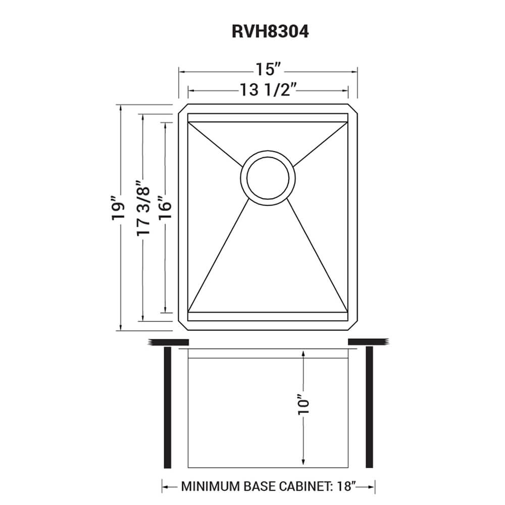 Ruvati 15" Workstation Bar Prep Sink Ledge Undermount 16 Gauge Stainless Steel Single Bowl - RVH8304