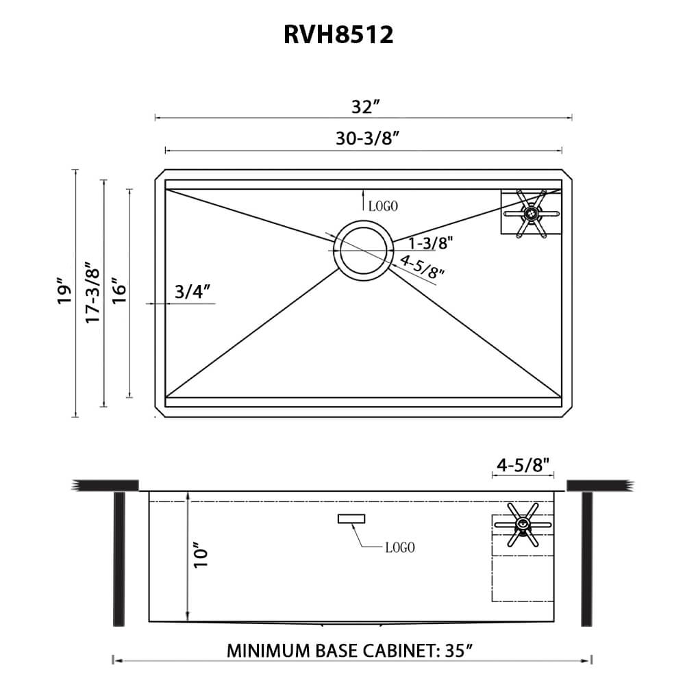 Ruvati 32-inch Glass Rinser Sink Workstation Ledge Undermount 16 Gauge Stainless Steel Kitchen Sink Single Bowl - RVH8512
