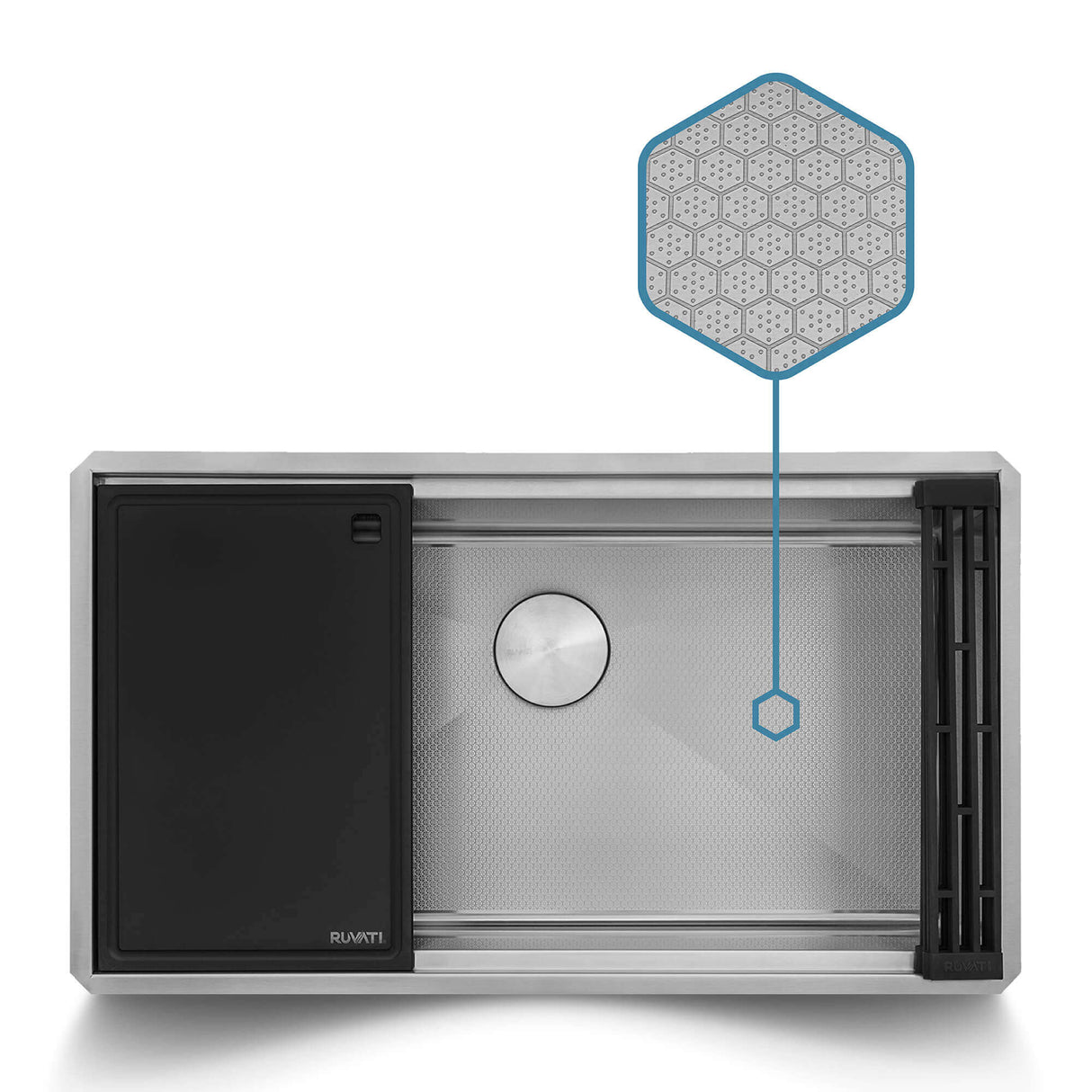 Ruvati Hex Bottom 30-inch Workstation Scratch Resistant Embossed Texture Kitchen Sink Stainless Steel - RVH8630