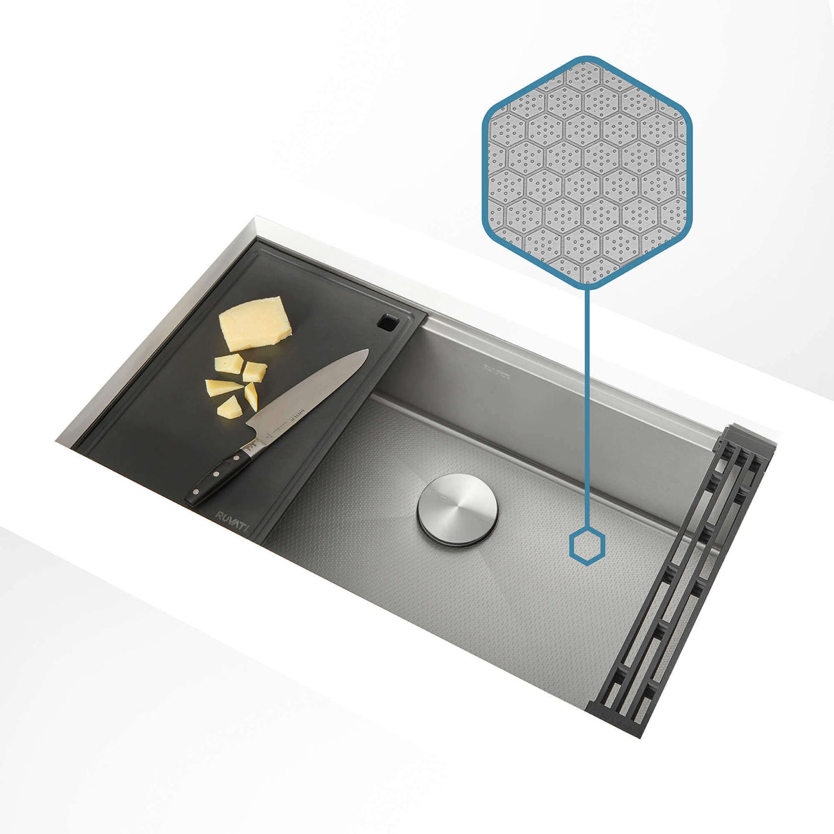 Ruvati Hex Bottom 30-inch Workstation Scratch Resistant Embossed Texture Kitchen Sink Stainless Steel - RVH8630