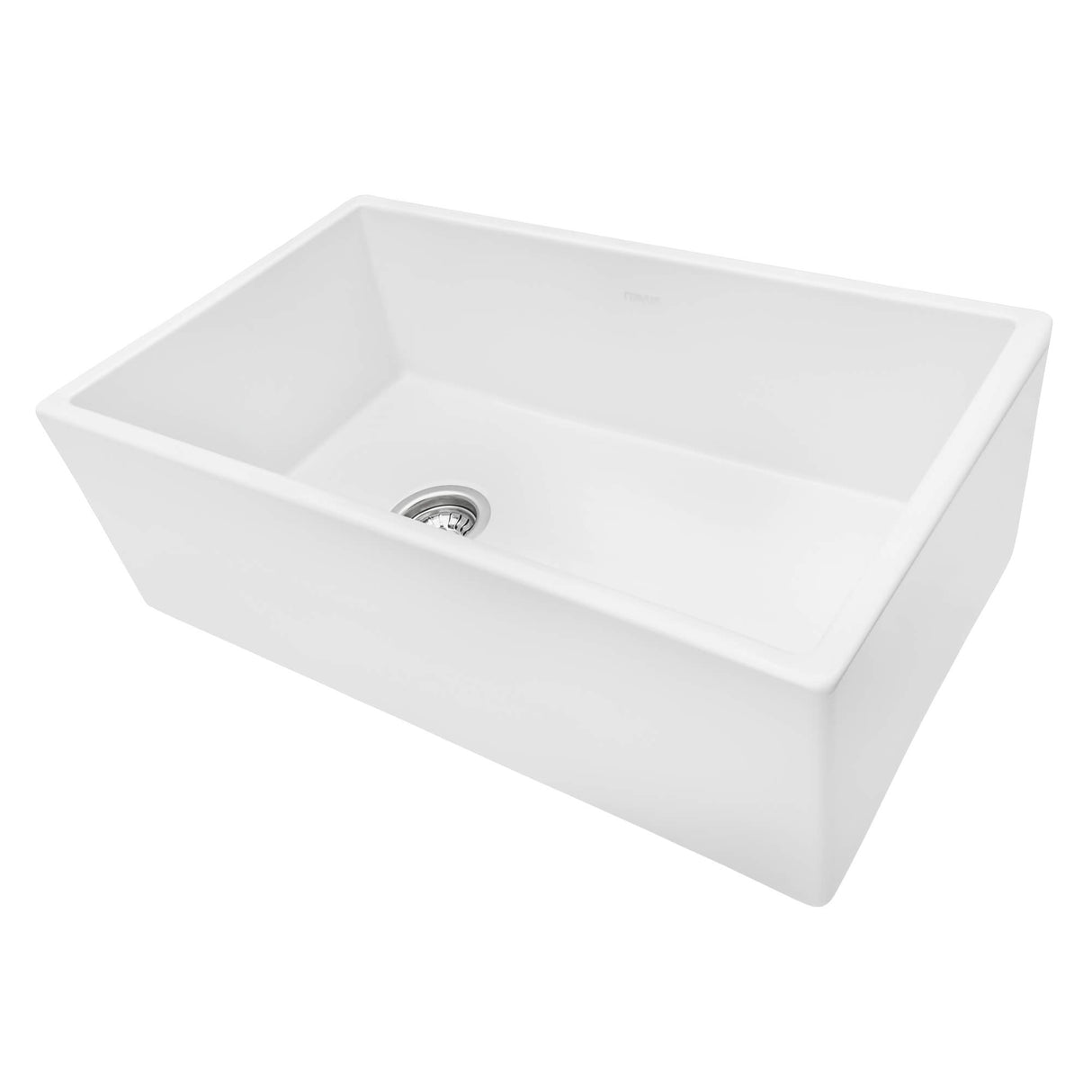 Ruvati 30-inch Fireclay Farmhouse Offset Drain Kitchen Sink Single Bowl White - Left Drain - RVL2018WL