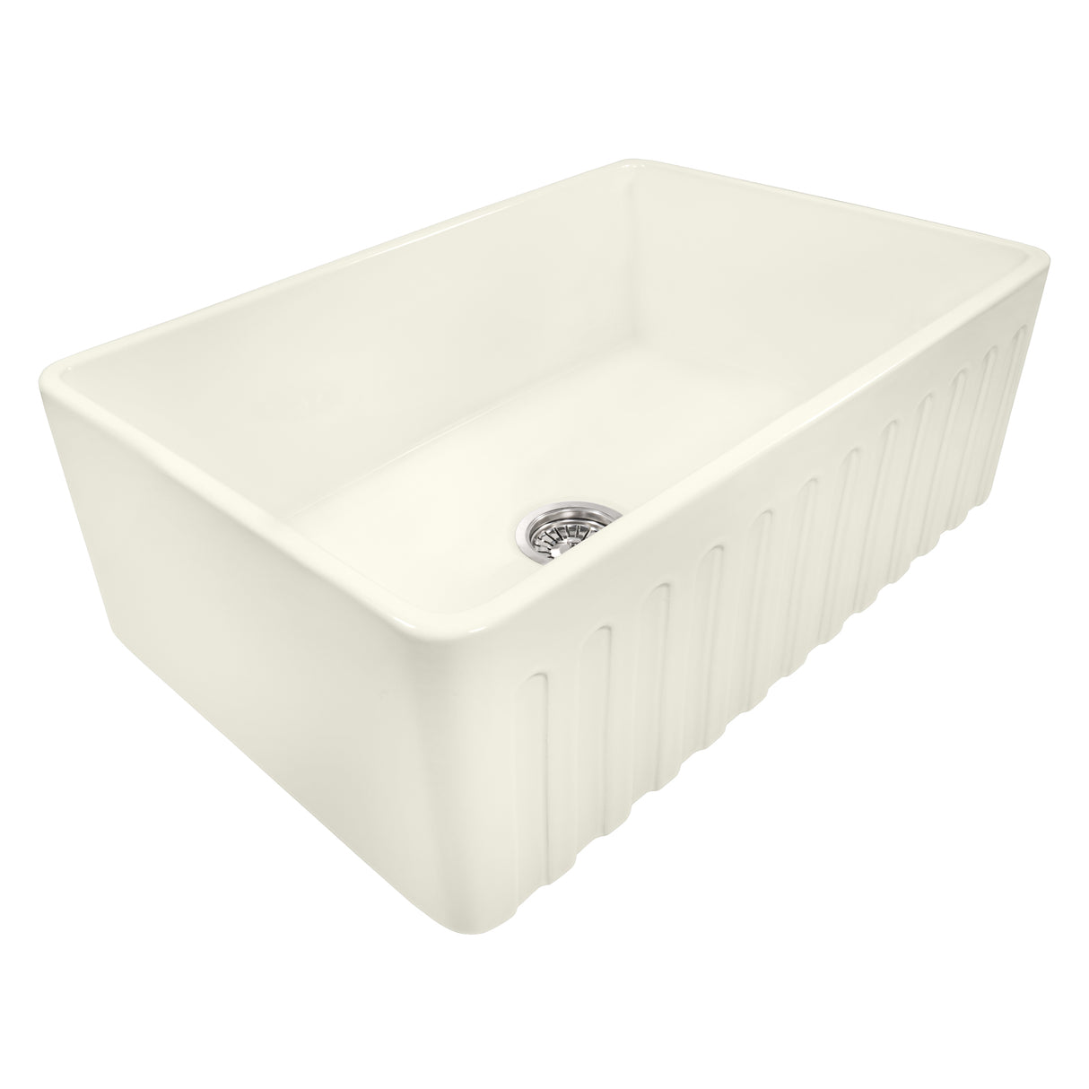 Ruvati 30 x 20 inch Fireclay Reversible Farmhouse Apron-Front Kitchen Sink Single Bowl - Biscuit - RVL2100BS