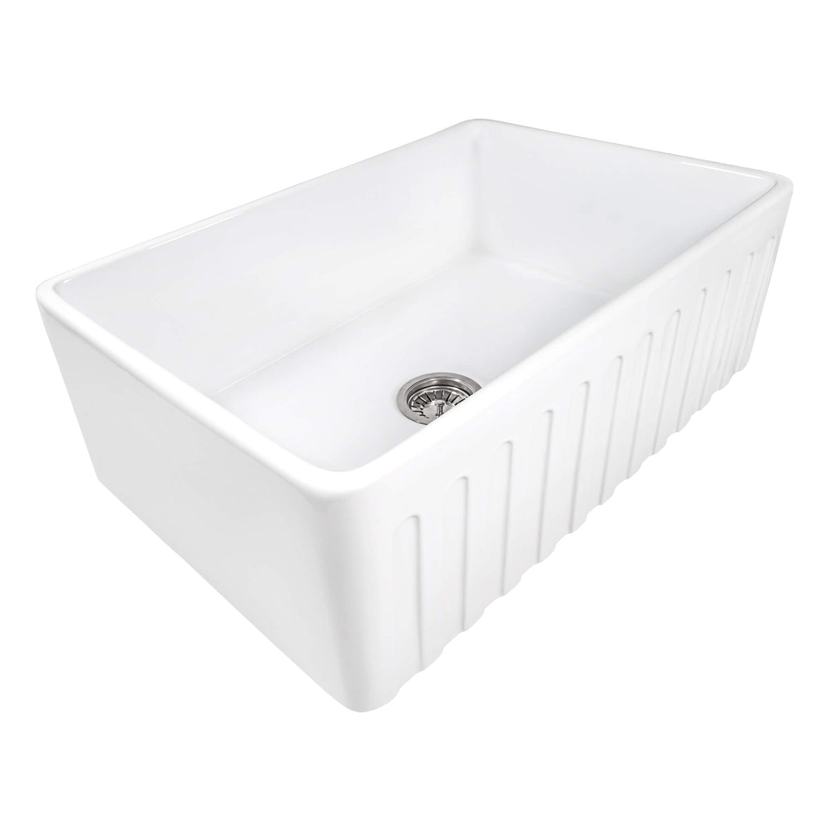 Ruvati 30 x 20 inch Fireclay Reversible Farmhouse Apron-Front Kitchen Sink Single Bowl - White - RVL2100WH