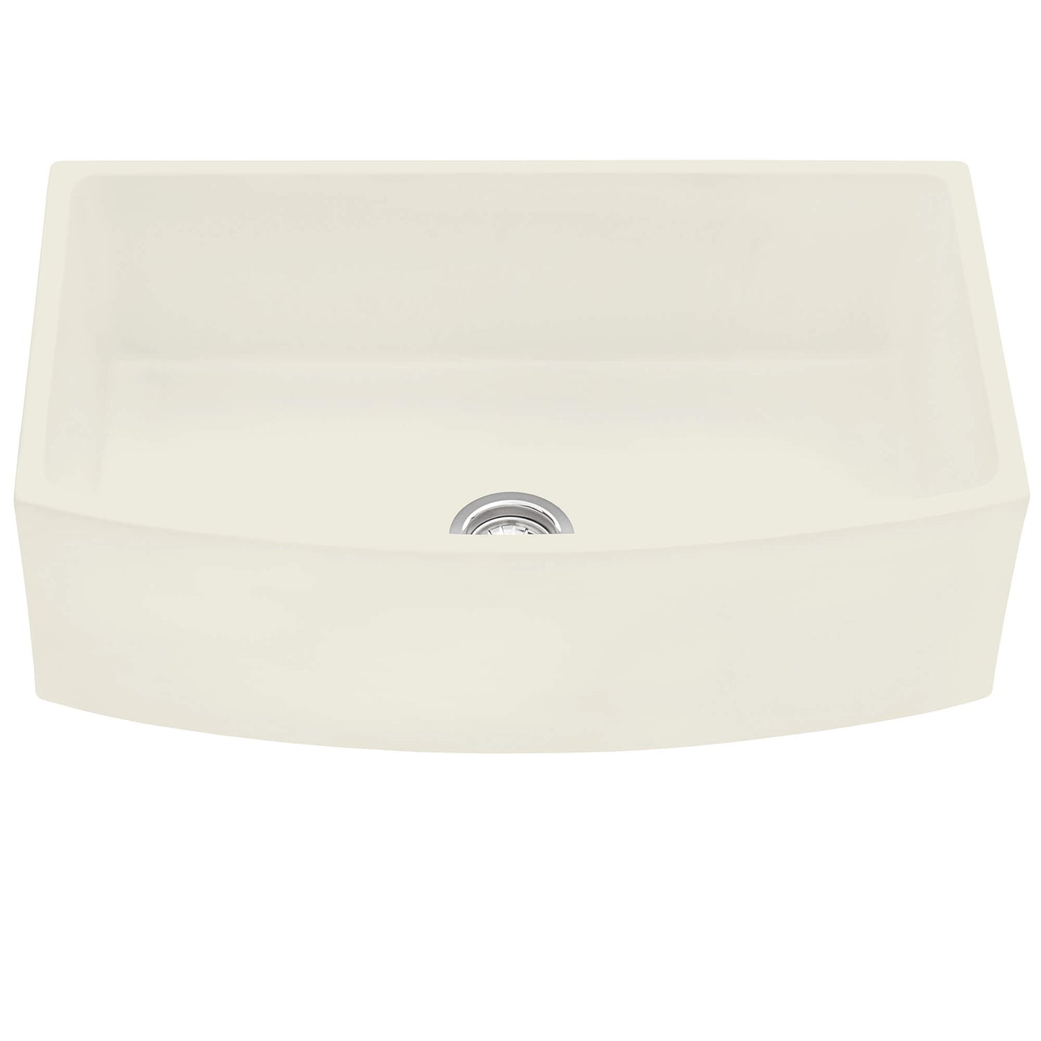 Ruvati 33 inch Fireclay Biscuit Farmhouse Kitchen Sink Bow Front Curved Apron Single Bowl - RVL2398BS