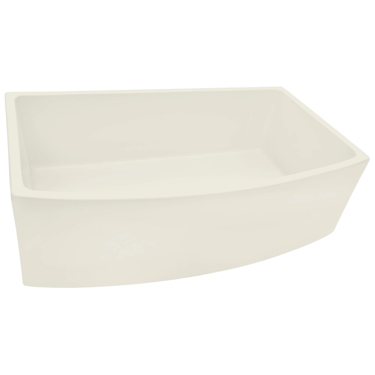 Ruvati 33 inch Fireclay Biscuit Farmhouse Kitchen Sink Bow Front Curved Apron Single Bowl - RVL2398BS