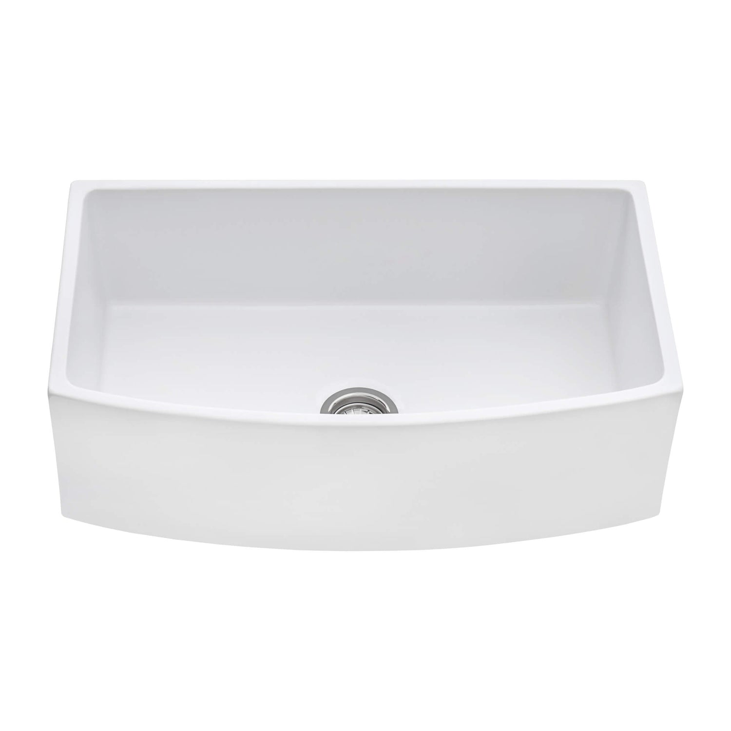 Ruvati 33 inch Fireclay White Farmhouse Kitchen Sink Bow Front Curved Apron Single Bowl - RVL2398WH