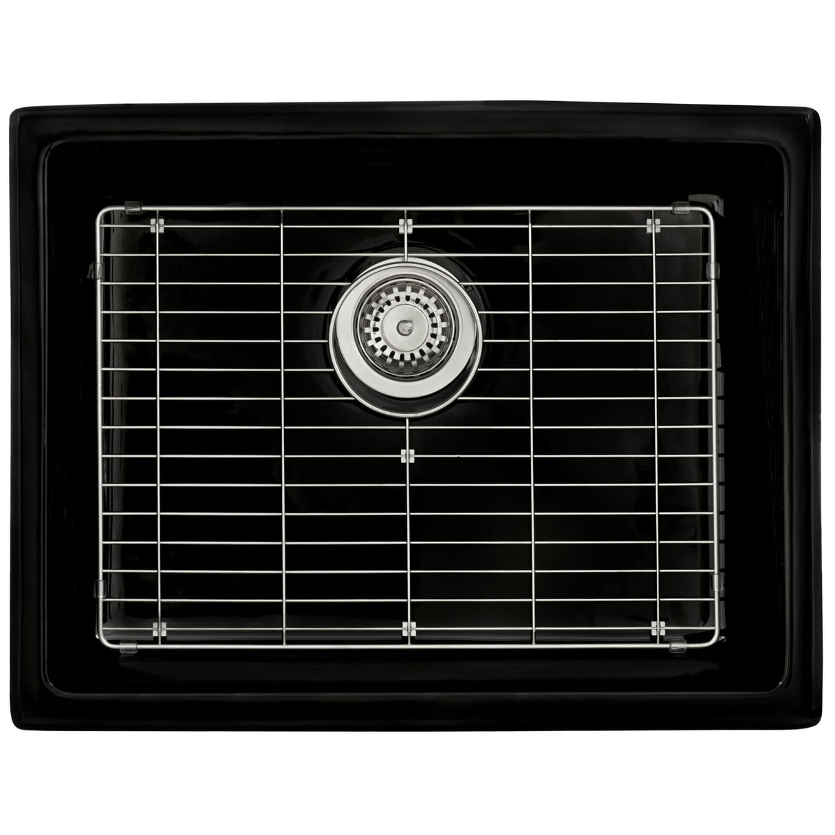 Ruvati 24-inch Fireclay Undermount / Drop-in Topmount Kitchen Sink Single Bowl - Glossy Black - RVL2420BK
