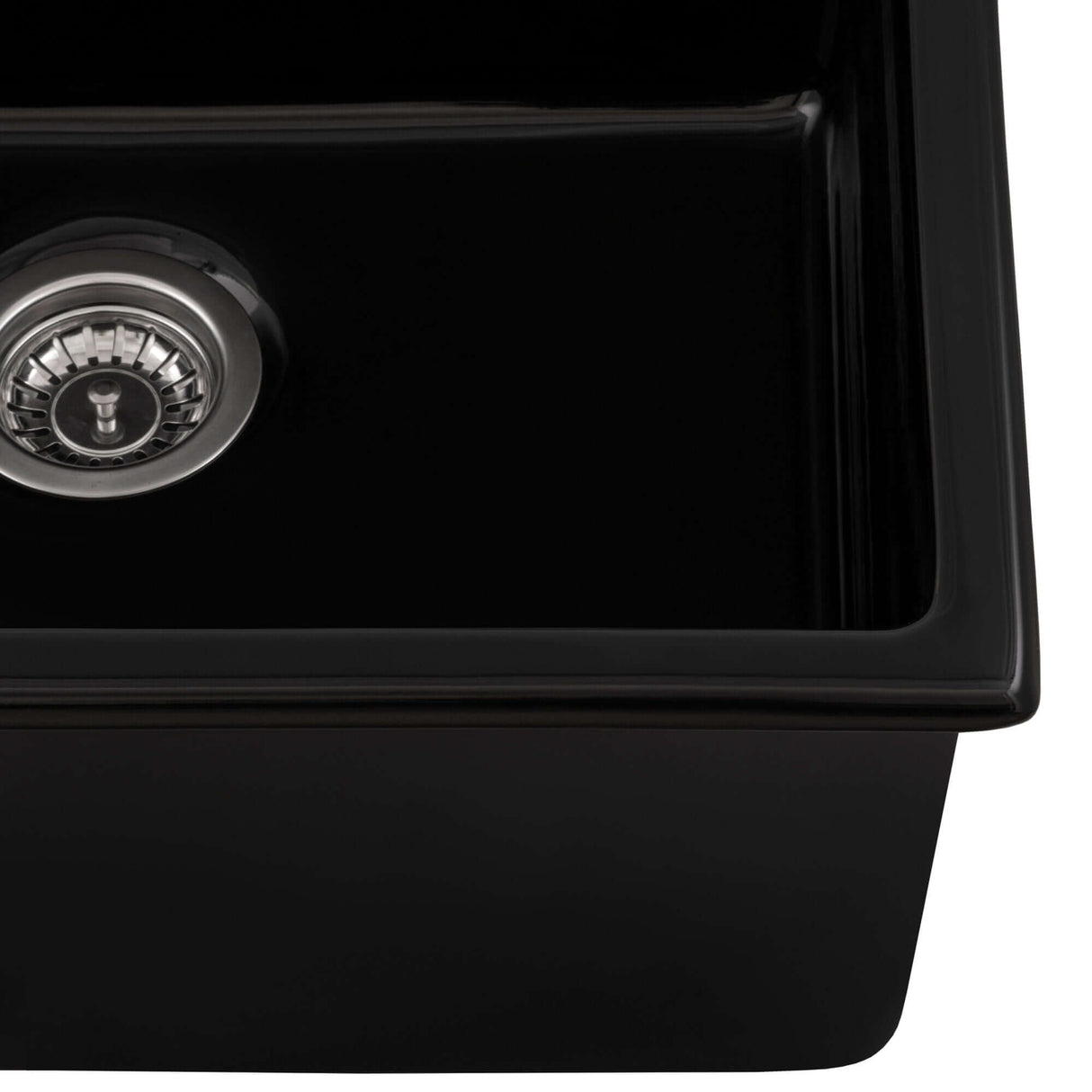 Ruvati 24-inch Fireclay Undermount / Drop-in Topmount Kitchen Sink Single Bowl - Glossy Black - RVL2420BK