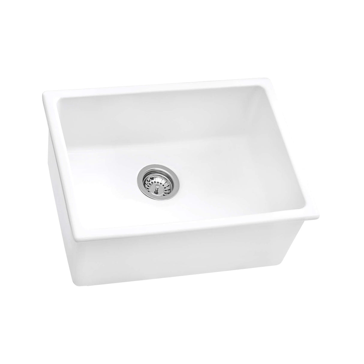 Ruvati 24-inch Fireclay Undermount / Drop-in Topmount Kitchen Sink Single Bowl - White - RVL2420WH
