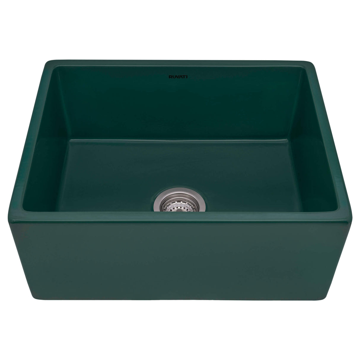 Ruvati 23-inch Fireclay Farmhouse Kitchen Laundry Utility Sink Single Bowl - Emerald Green - RVL2468EG