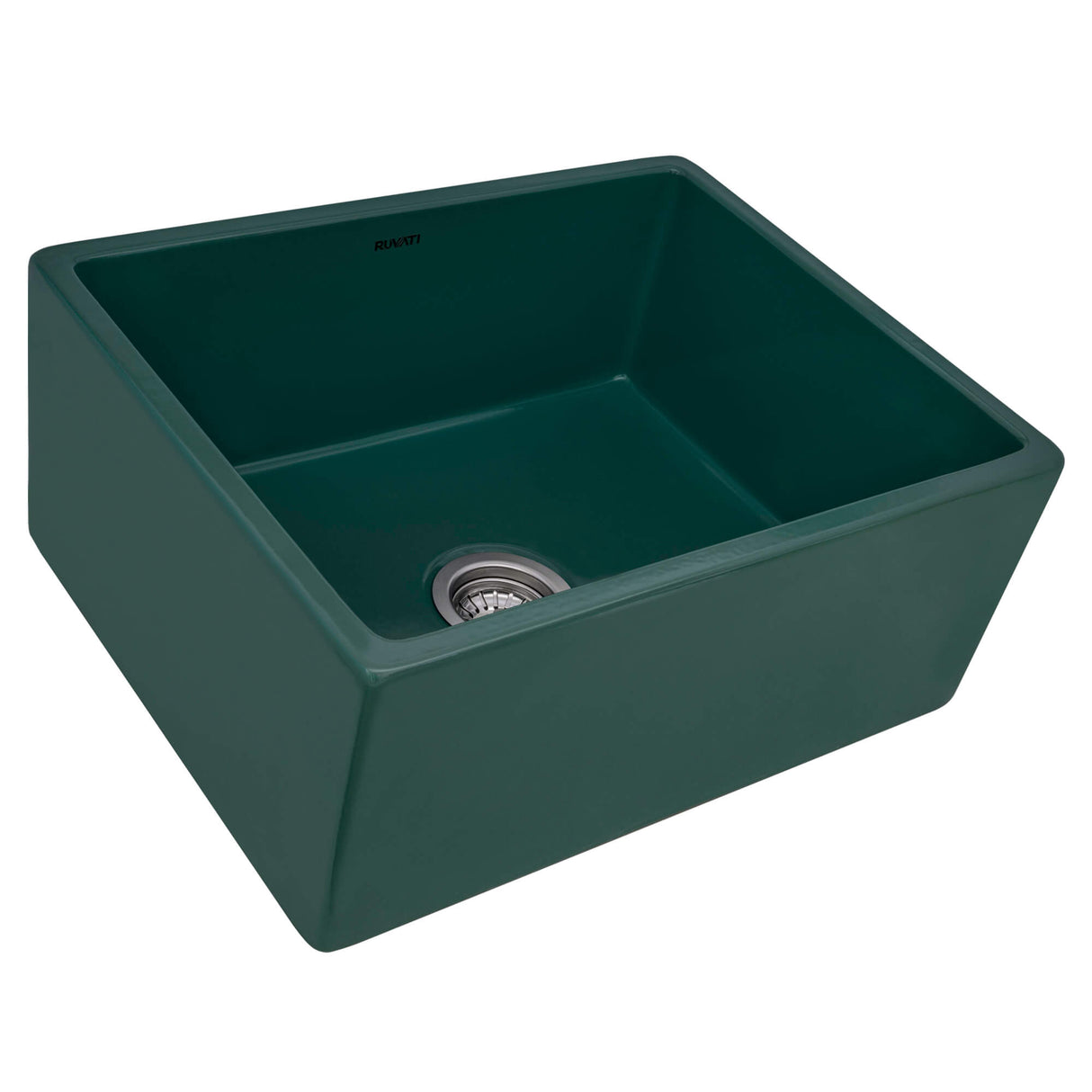 Ruvati 23-inch Fireclay Farmhouse Kitchen Laundry Utility Sink Single Bowl - Emerald Green - RVL2468EG