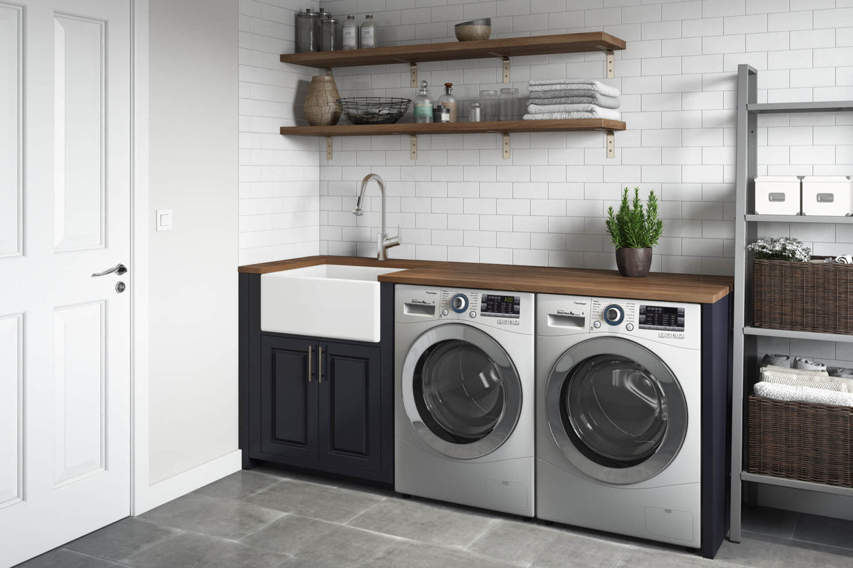 Ruvati 23-inch Fireclay Farmhouse Kitchen Laundry Utility Sink Single Bowl - White - RVL2468WH