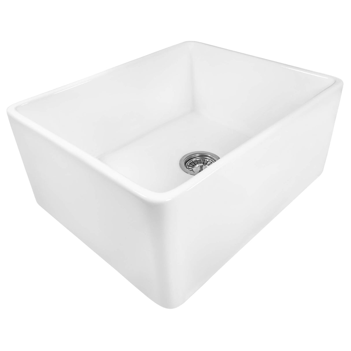 Ruvati 23-inch Fireclay Farmhouse Kitchen Laundry Utility Sink Single Bowl - White - RVL2468WH