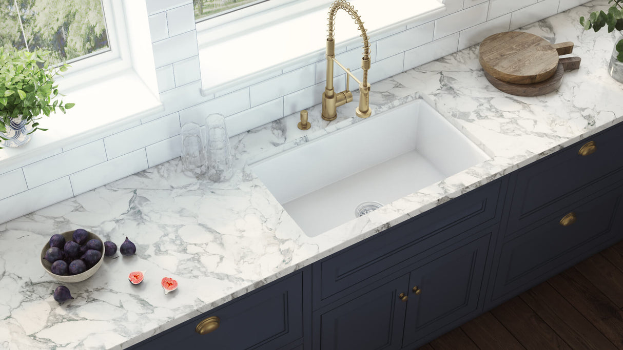 Ruvati 27-inch Fireclay Undermount / Drop-in Topmount Kitchen Sink Single Bowl - White - RVL2707WH