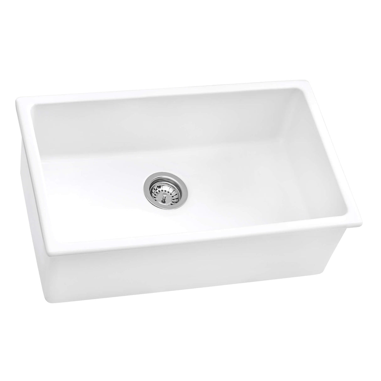 Ruvati 30-inch Fireclay Undermount / Drop-in Topmount Kitchen Sink Single Bowl - White - RVL3030WH