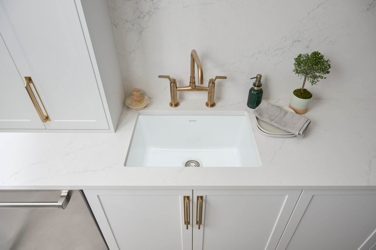 Ruvati 30-inch Fireclay Undermount / Drop-in Topmount Kitchen Sink Single Bowl - White - RVL3030WH